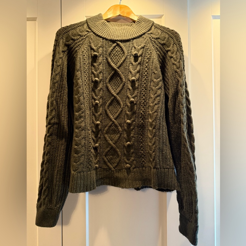 J. Crew Forest Green Cable Knit Sweater